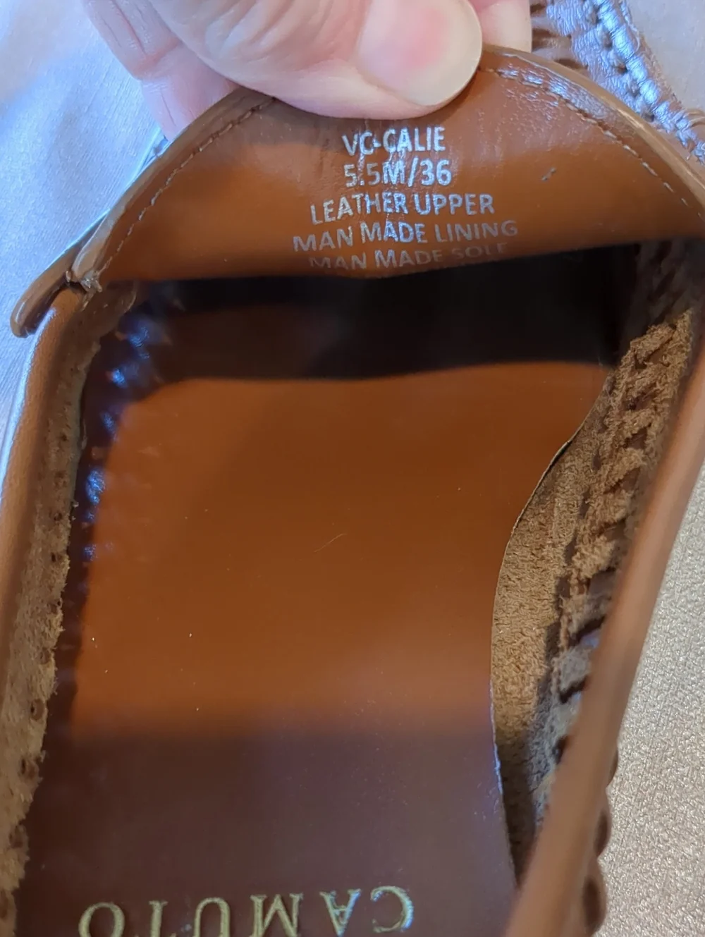 Vince Camuto Brown Woven Leather Penny Loafers Womens